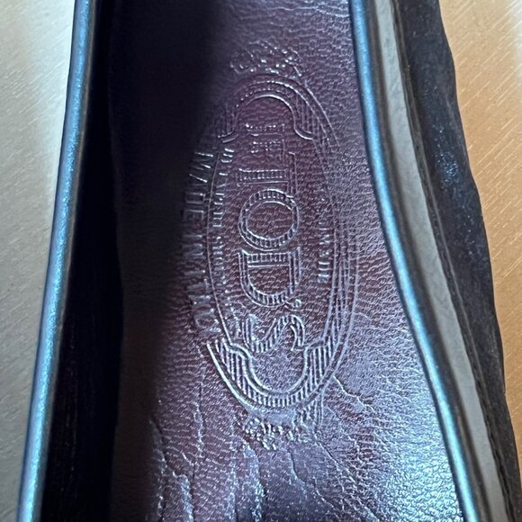 Tod's Women's Satin Loafer Shoe Size 8.5 Navy Blue Driving Shoe - Picture 4 of 11